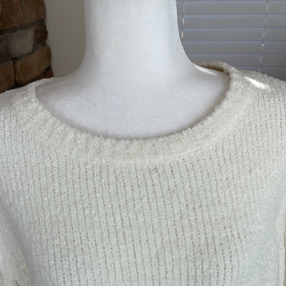 MICHAEL KORS ~ Shimmery Puff-Sleeve Sweater ~ White/Bone ~ NWT! - Picture 3 of 14